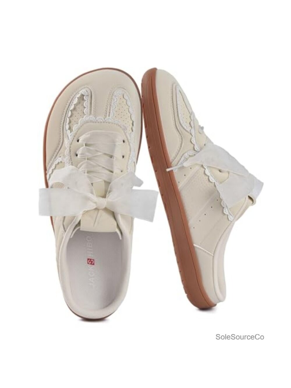 Womens Wide Toe Box Slip On Mule Sneaker Lace Trim Backless Slide Shoe